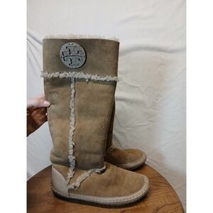 Tory Burch Kids Tan Suede‎ amelie Shearling Lined Boots size 2